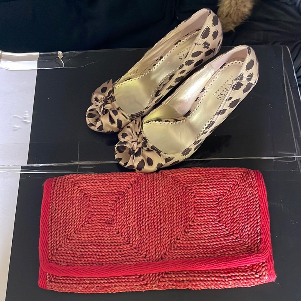 Unique beaded red small clutch purse. Made in Italy. Never been used.